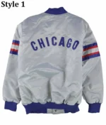 Chicago Cubs Gray Varsity Satin Jacket