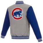Chicago Cubs Gray and Royal Poly Twill Varsity Jacket