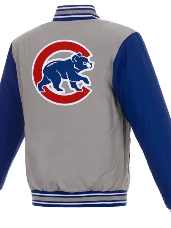 Chicago Cubs Gray and Royal Poly Twill Varsity Jacket