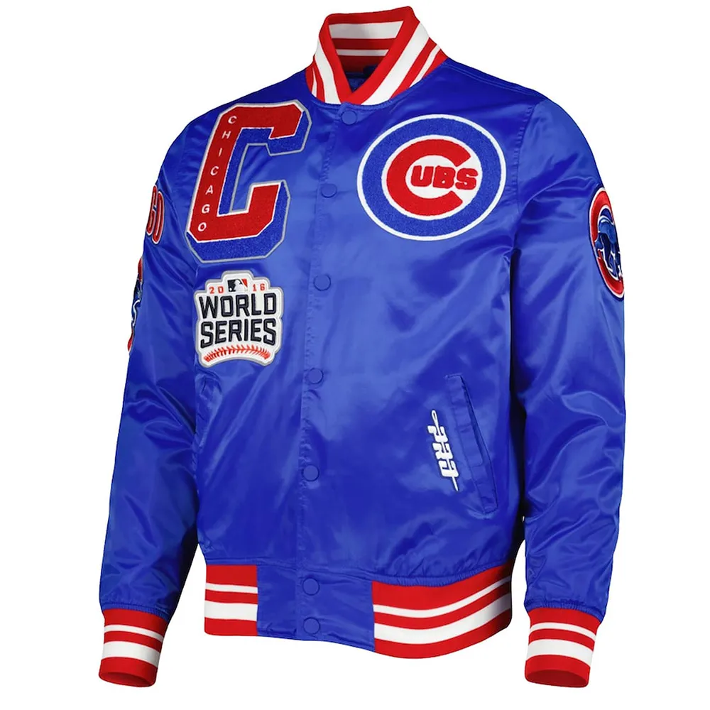 Chicago Cubs Mash Up Royal Satin Jacket Chicago Cubs Mash Up Royal Satin Jacket