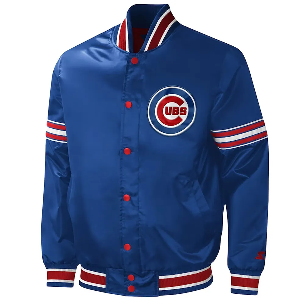 Chicago Cubs Midfield Varsity Royal Satin Jacket Chicago Cubs Midfield Varsity Royal Satin Jacket