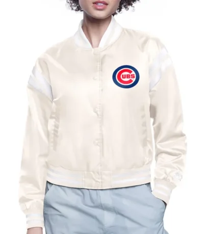 Chicago Cubs Printed Logo Varsity Satin Jacket