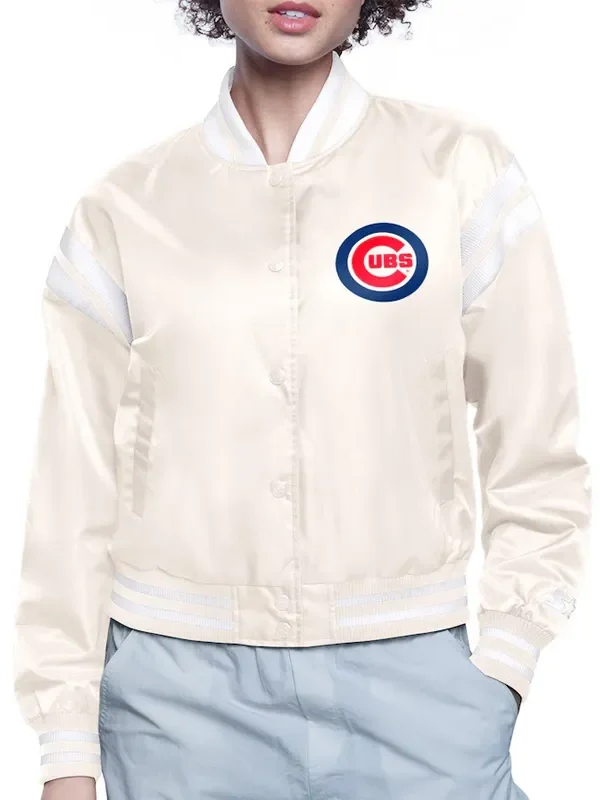Chicago Cubs Printed Logo Varsity Satin Jacket