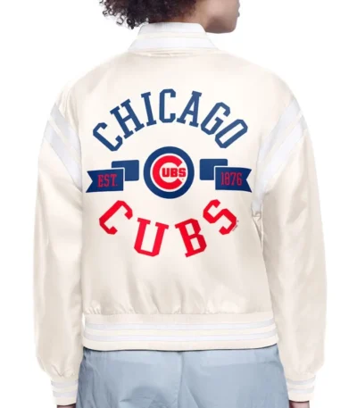 Chicago Cubs Printed Logo Varsity Satin Jacket