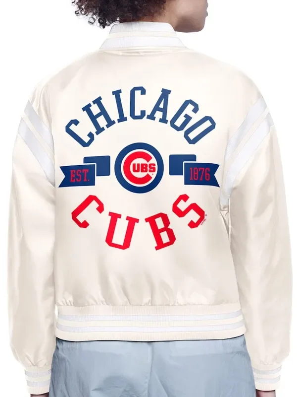 Chicago Cubs Printed Logo Varsity Satin Jacket