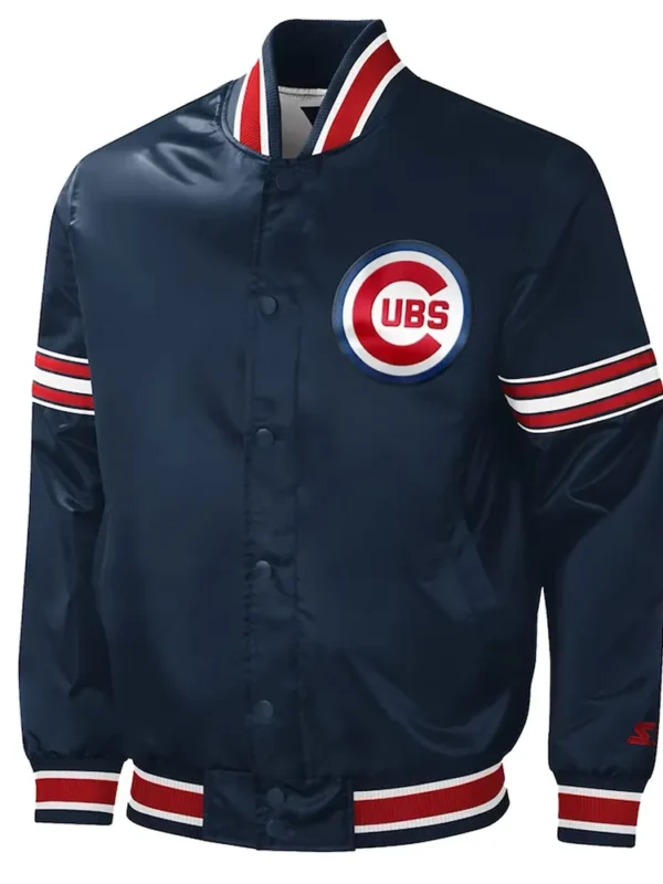Chicago Cubs Slider Navy Varsity Satin Jacket