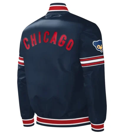 Chicago Cubs Slider Navy Varsity Satin Jacket
