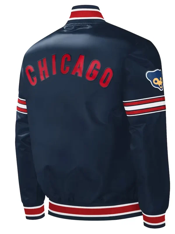 Chicago Cubs Slider Navy Varsity Satin Jacket