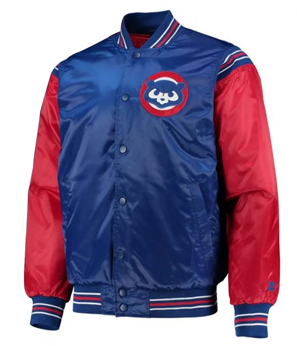 Chicago Cubs Starter Royal Blue and Red Satin Jacket Chicago Cubs Starter Royal Blue and Red Satin Jacket