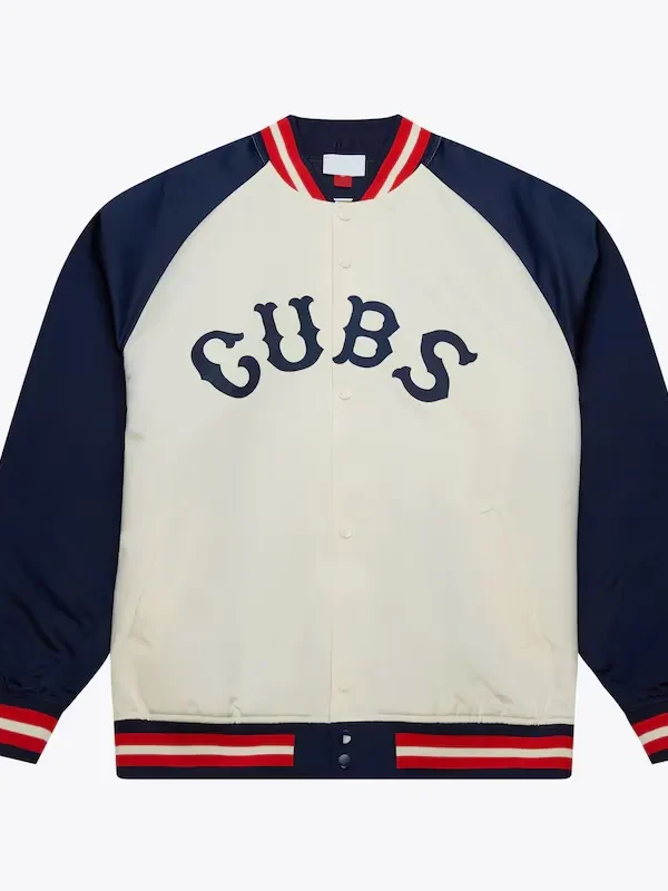 Chicago Cubs Vintage Logo Double Clutch Cream Satin Jacket