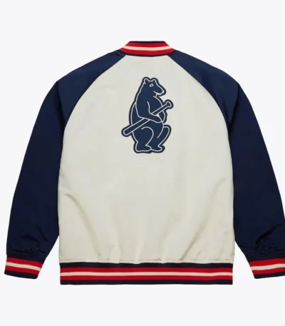 Chicago Cubs Vintage Logo Double Clutch Cream Satin Jacket