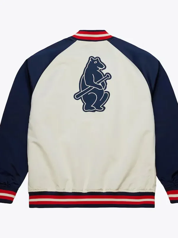 Chicago Cubs Vintage Logo Double Clutch Cream Satin Jacket