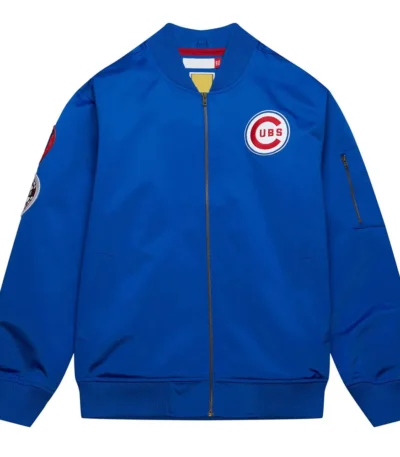 Chicago Cubs Vintage Logo Royal Lightweight Satin Jacket
