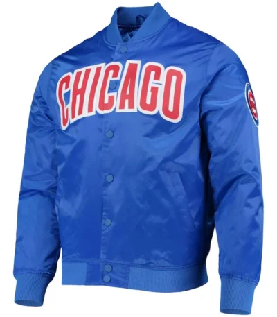 Chicago Cubs Wordmark Royal Blue Satin Jacket