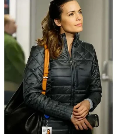 Chicago Med S04 Natalie Manning Black Puffer Coat