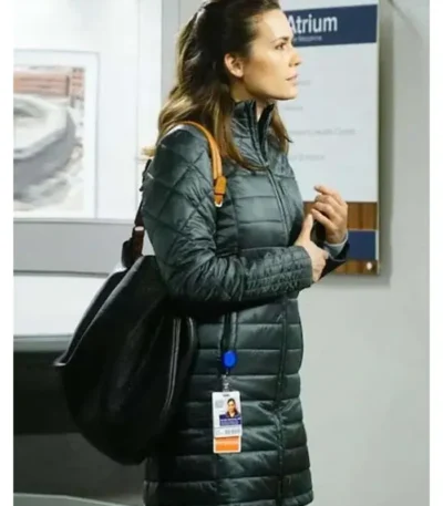 Chicago Med S04 Natalie Manning Black Puffer Coat