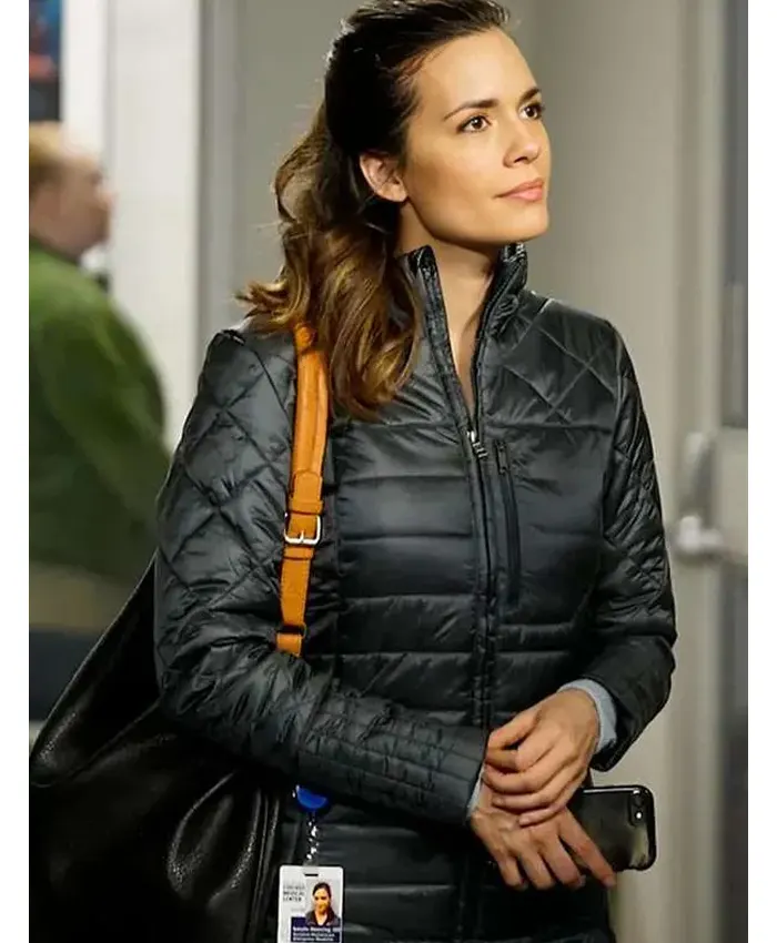 Chicago Med S04 Natalie Manning Black Puffer Coat Chicago Med S04 Natalie Manning Black Puffer Coat