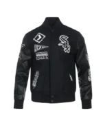 Chicago White Sox Animal Print Varsity Wool/Leather Jacket