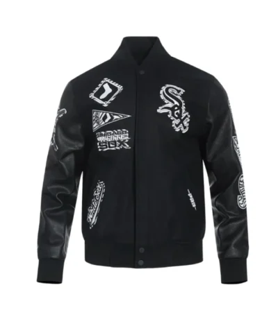 Chicago White Sox Animal Print Varsity Wool/Leather Jacket