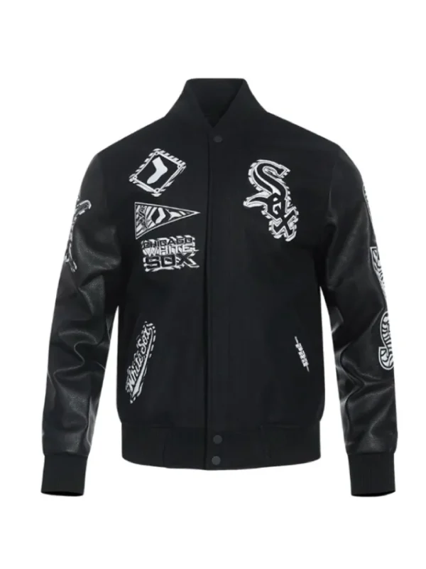 Chicago White Sox Animal Print Varsity Wool/Leather Jacket