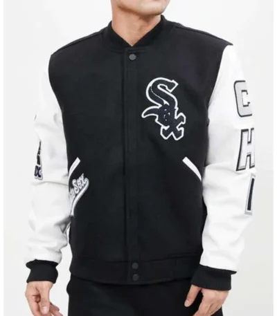 Chicago White Sox Black and White Varsity Wool/Leather Jacket