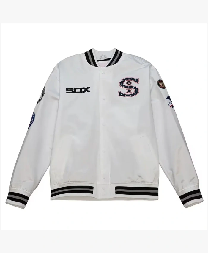 Chicago White Sox City Collection White Varsity Satin Jacket Chicago White Sox City Collection White Varsity Satin Jacket