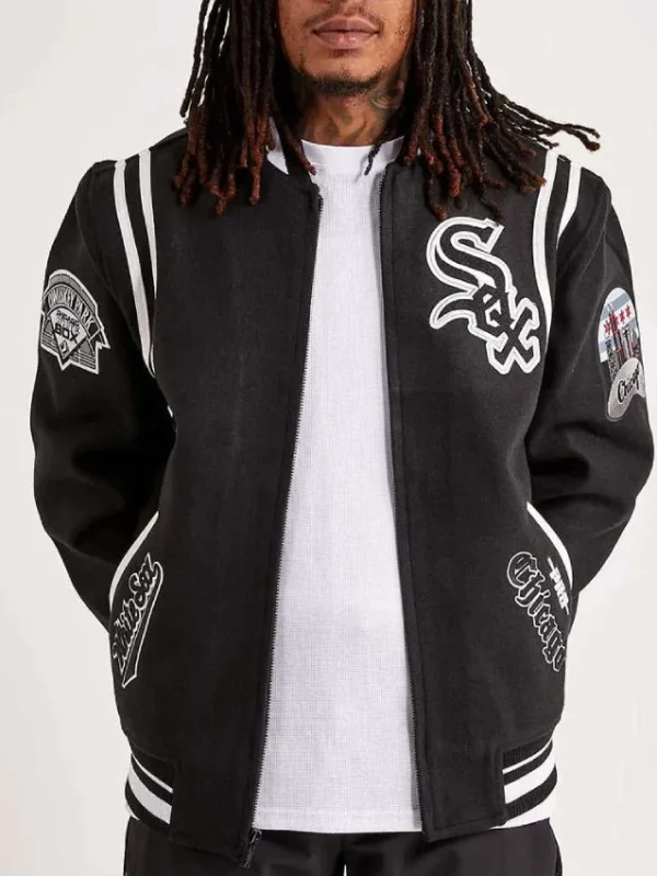 Chicago White Sox Comiskey Park Varsity Black Jacket
