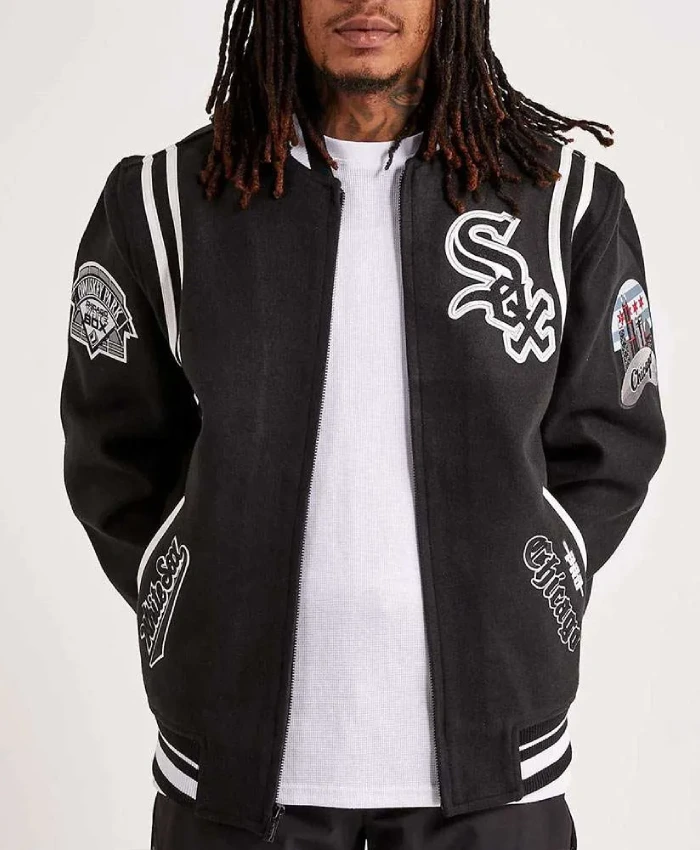 Chicago White Sox Comiskey Park Varsity Black Jacket Chicago White Sox Comiskey Park Varsity Black Jacket