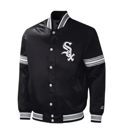 Chicago White Sox Midfield Black Varsity Satin Jacket