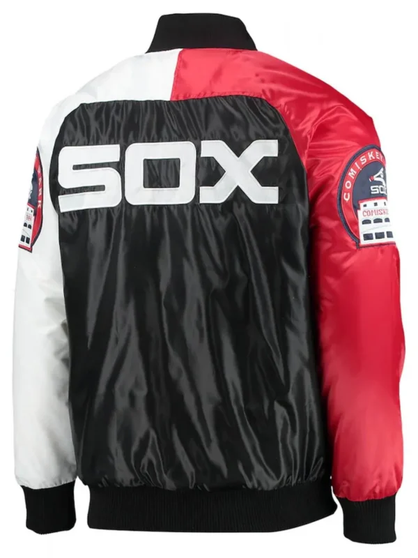 Chicago White Sox Navy Blue and Red Full-Snap Satin Jacket