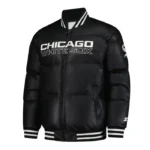 Chicago White Sox Puffer Black Satin Jacket