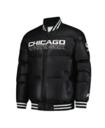 Chicago White Sox Puffer Black Satin Jacket
