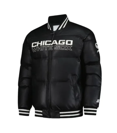 Chicago White Sox Puffer Black Satin Jacket