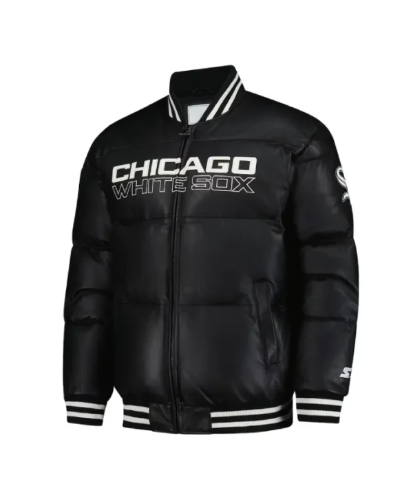 Chicago White Sox Puffer Black Satin Jacket