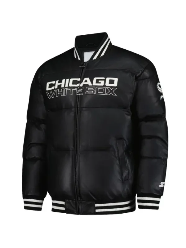 Chicago White Sox Puffer Black Satin Jacket