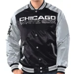 Chicago White Sox Renegade Black/Silver Varsity Satin Jacket