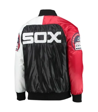 Chicago White Sox Tri-Color Navy and Red Satin Jacket
