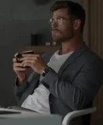 Chris Hemsworth Spiderhead Grey Blazer