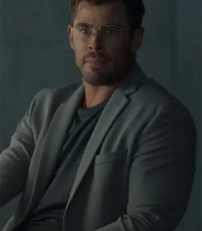 Chris Hemsworth Spiderhead Grey Blazer