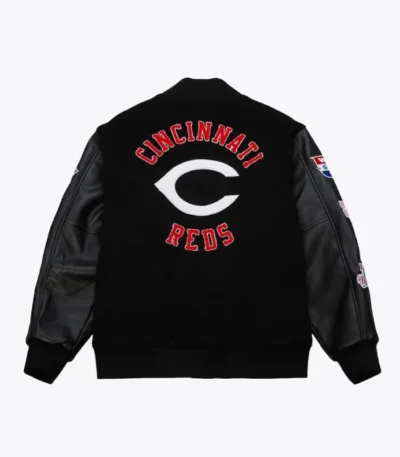 Cincinnati Reds Black Out Vintage Logo Varsity Jacket