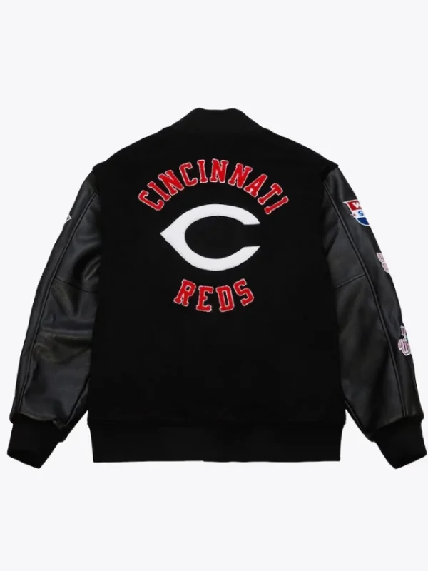 Cincinnati Reds Black Out Vintage Logo Varsity Jacket