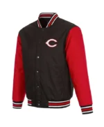 Cincinnati Reds Black and Red Varsity Poly Twill Jacket
