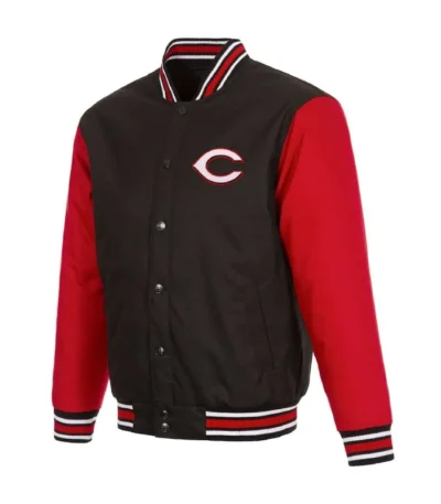 Cincinnati Reds Black and Red Varsity Poly Twill Jacket