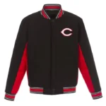 Cincinnati Reds Black and Red Varsity Wool Jacket