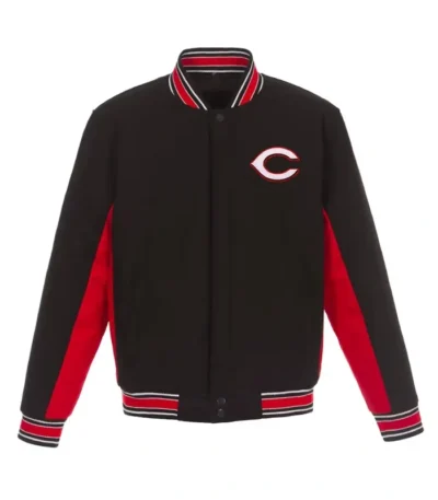 Cincinnati Reds Black and Red Varsity Wool Jacket