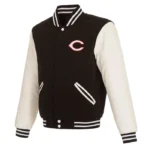 Cincinnati Reds Black and White Varsity Jacket