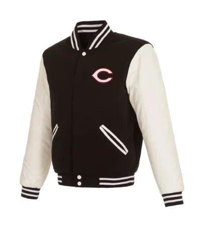 Cincinnati Reds Black and White Varsity Jacket