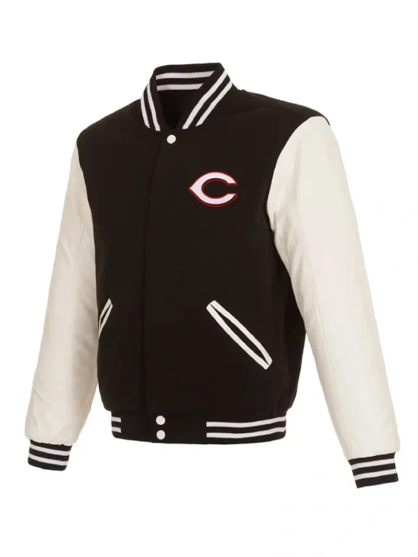 Cincinnati Reds Black and White Varsity Jacket