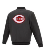 Charcoal/Black Cincinnati Reds Varsity Jacket