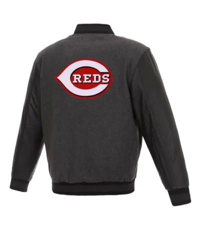 Charcoal/Black Cincinnati Reds Varsity Jacket